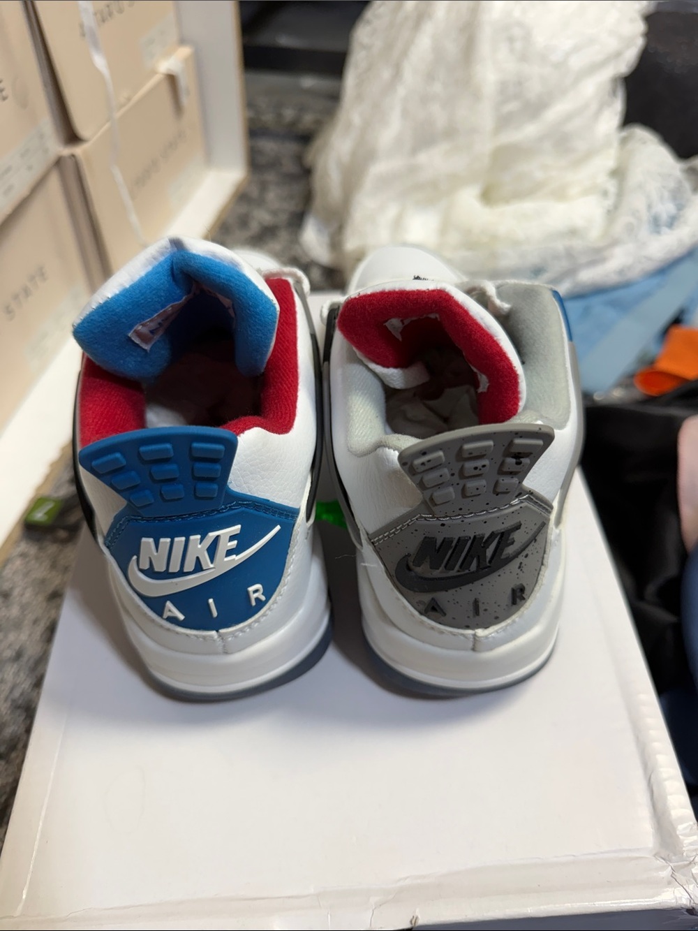 Nike Kids White/Blue/Red Retro Sneakers - Picture 2 of 5